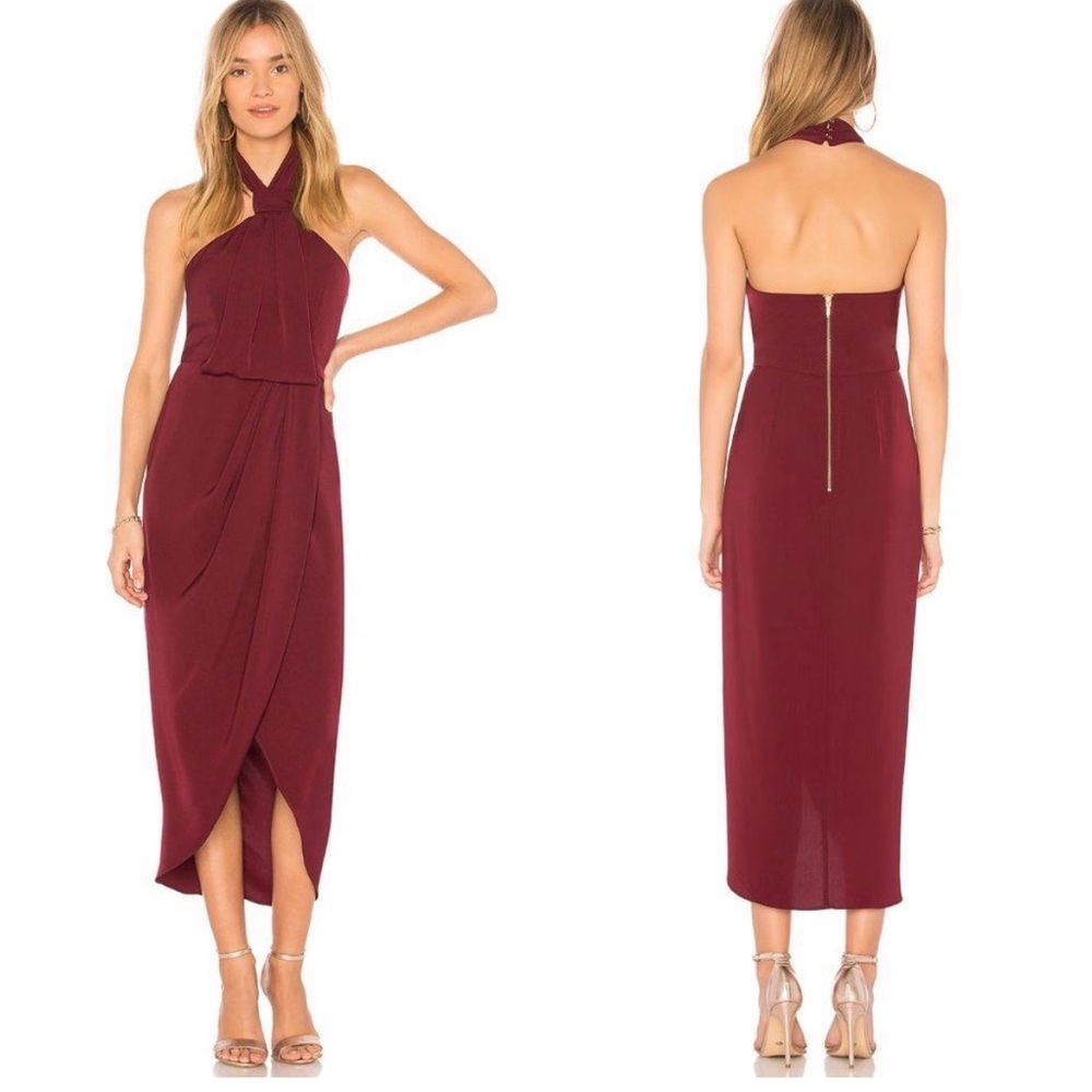 Shona Joy Knot Dress in burgundy
